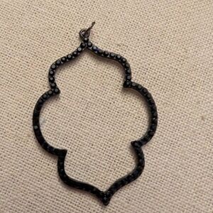 Black Beaded Openwork Pendant - #41